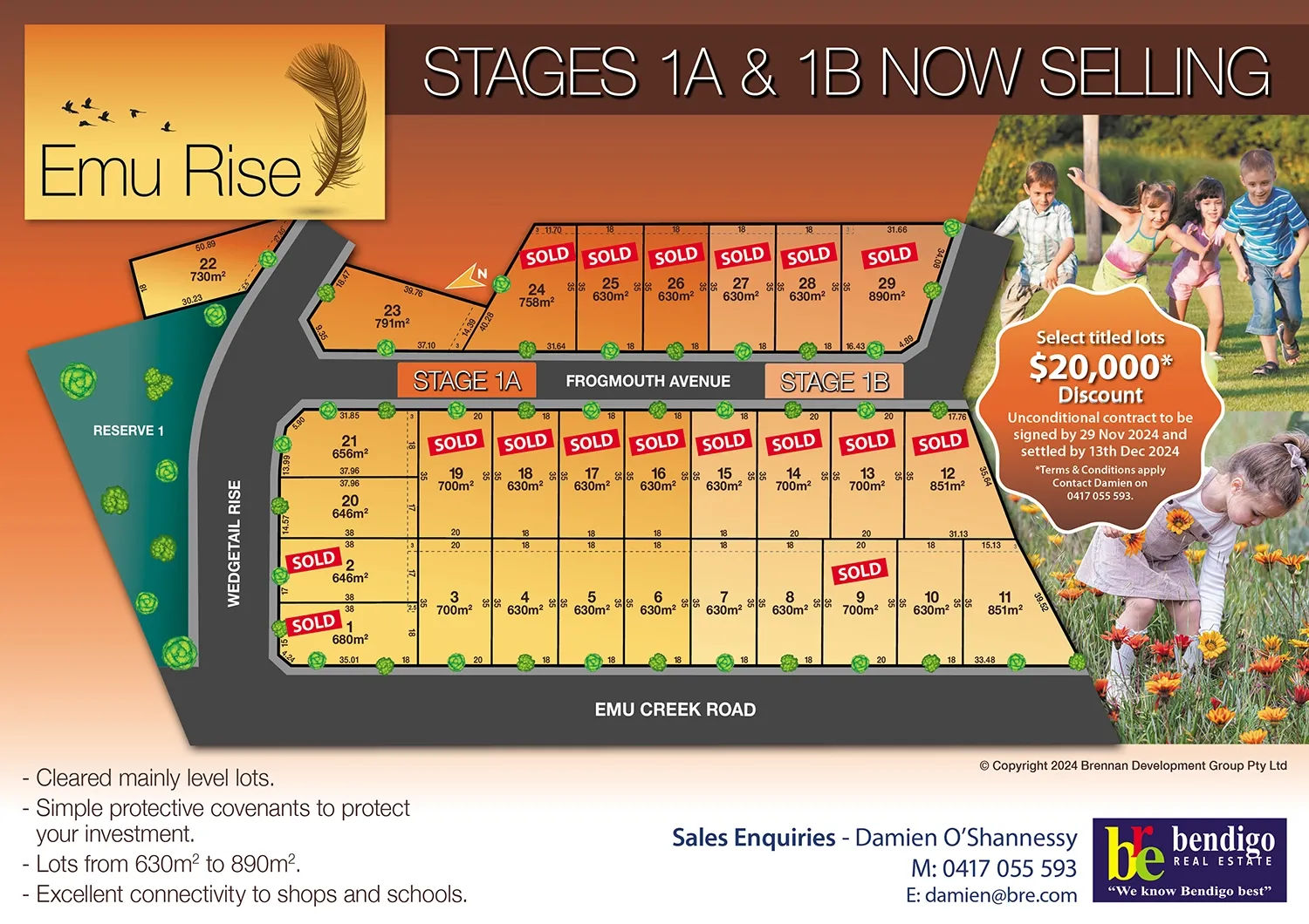 Emu Rise Stage 1A and 1B now selling